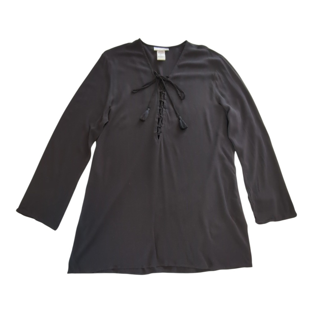 La Blanca Tunic Dress Women Large Black NEW Resortwear Swim Cover Up Vacation